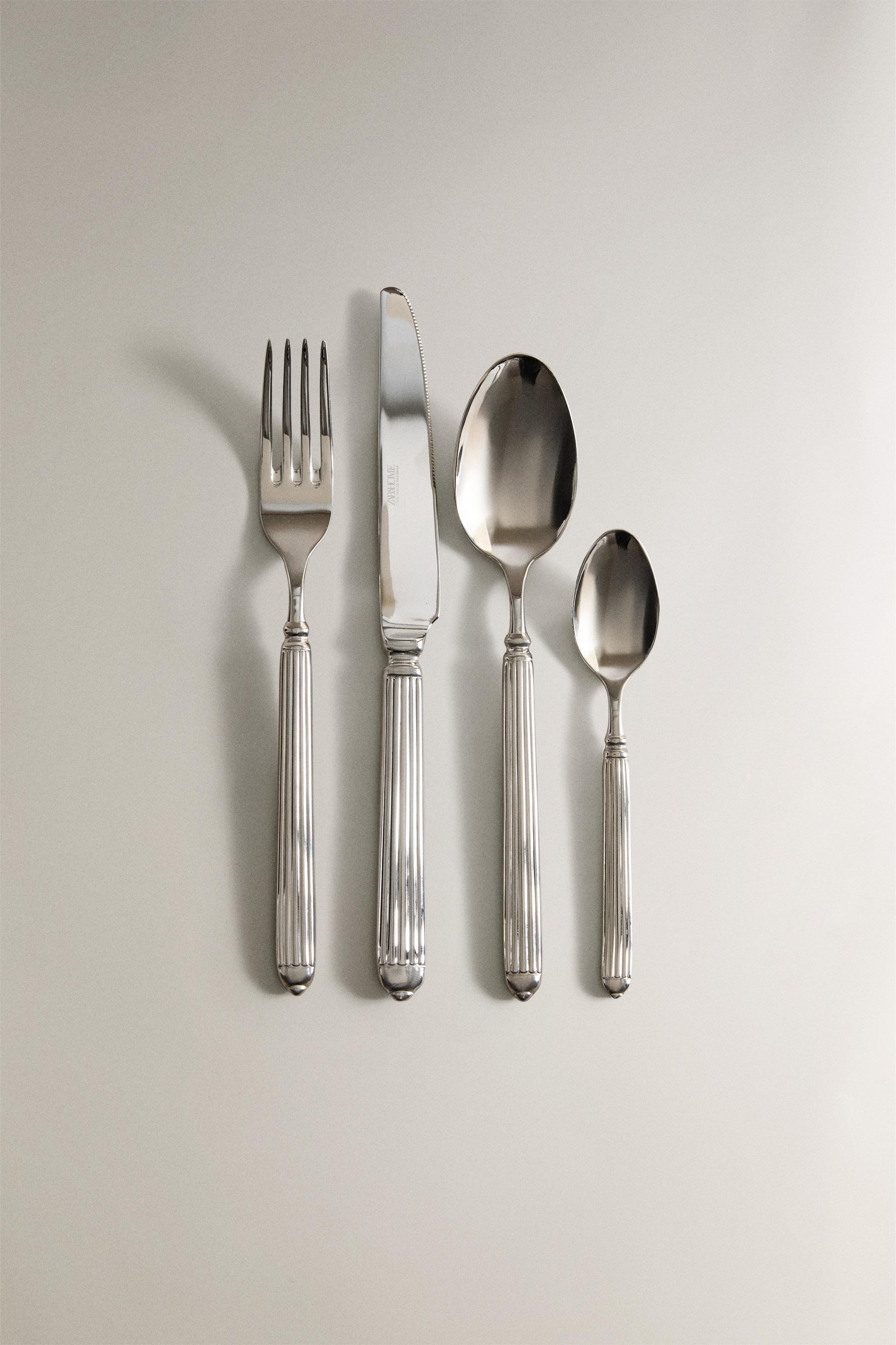 4-PIECE GROOVED STEEL FLATWARE SET